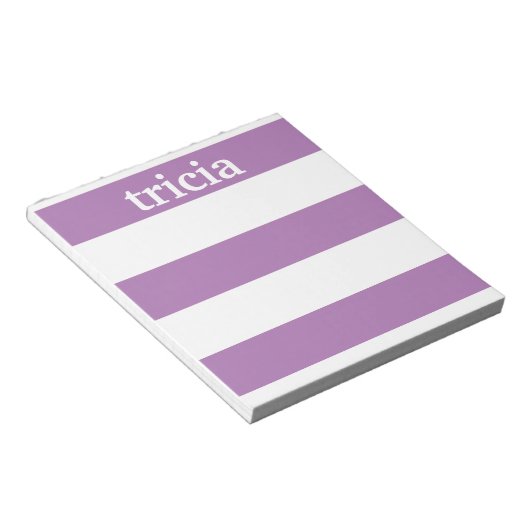 Lila Rugby Stripes Personalisiert Notizblock (angewinkelt)