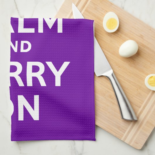 Lila ruhig bleiben und weiterfahren küchentuch (Viertel Falte)