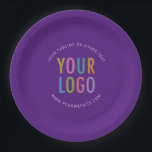 Lila runde Pappteller Geschäft-Logo bedruckt<br><div class="desc">Bewirb deine Marke mit haltbaren runden Papptellern, bedruckt mit deinem Firmenlogo. Du kannst diese lila Teller einfach online personalisieren, um sie an jedes Ereignis oder jede Promotion anzupassen. Alle Farben sind anpassbar. Diese FDA-konformen Teller werden in den USA gedruckt und in kleinen Bestellmengen verkauft. Die Größenoptionen sind 9 Zoll und...</div>