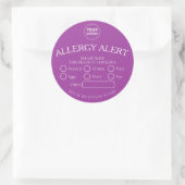 Lila, runder White Food Allergy-Warnhinweis Aufkleber (Tasche)