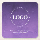 Lila Rundkreislogo für ein benutzerdefiniertes Unt Rechteckiger Pappuntersetzer (Vorderseite)