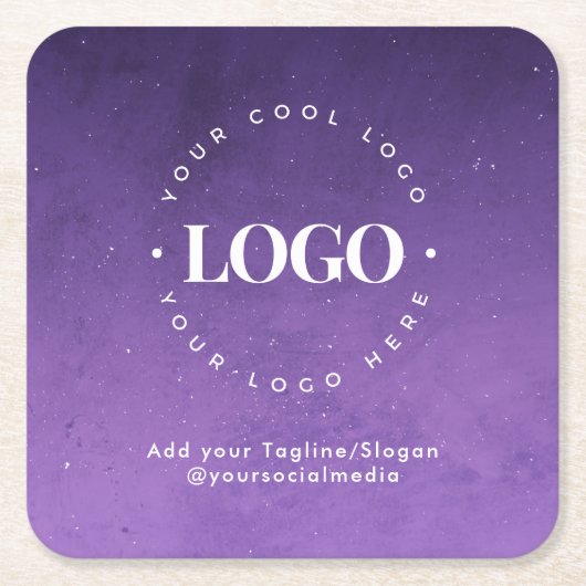 Lila Rundkreislogo für ein benutzerdefiniertes Unt Rechteckiger Pappuntersetzer (Vorderseite)