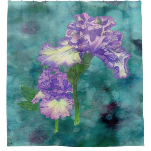 Lila Rüsche-Iris-Duschvorhang Duschvorhang (Vorderseite)