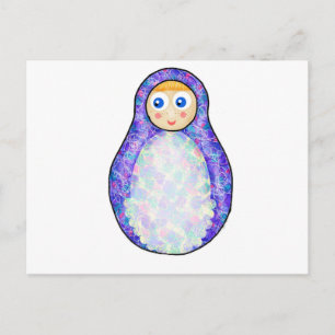 Lila Russische Puppe Postkarte