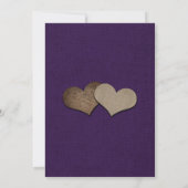 Lila Rustic Burlap Hearts Mason Jar Wedding Einladung (Rückseite)