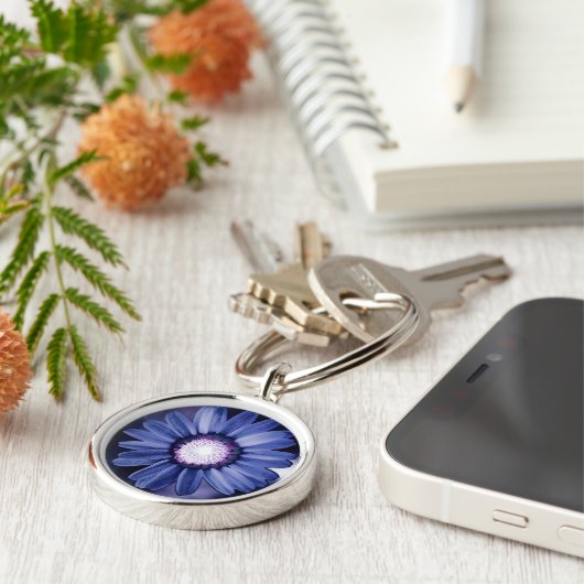 Lila Rustic Daisy Schlüsselanhänger (Seite)