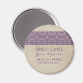 Lila Rustic Lace Save-the-Date-Magnet Magnet (Vorderseite/Rückseite)