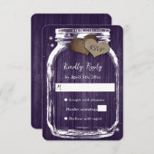 Lila Rustic Wood Hearts Mason Jar Wedding RSVP (Vorne/Hinten)