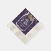 Lila Rustic Wood Mason Jar Mr & Mrs Wedding Serviette (Ecke)