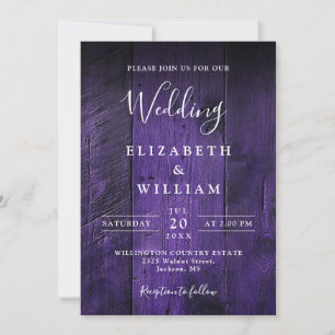 Lila Rustikal Boho Scheunenholz Hochzeit QR Code Einladung