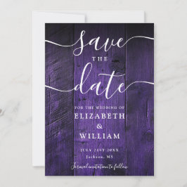Lila rustikale Barn Wood Boho Chic Wedding Save The Date