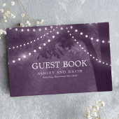 Lila Rustikale Baumreihe von Lichtereihen Gästebuch