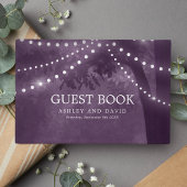 Lila Rustikale Baumreihe von Lichtereihen Gästebuch
