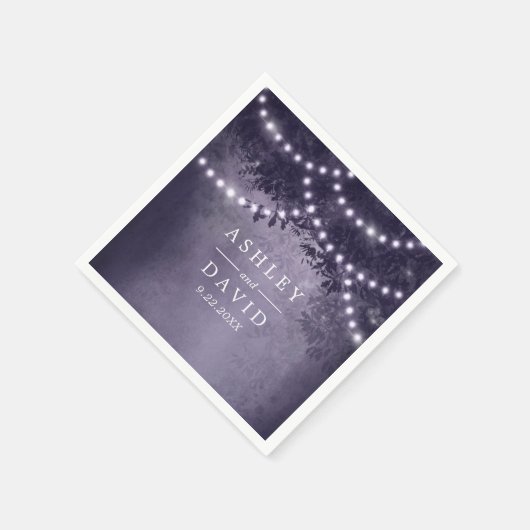 Lila Rustikale Baumsaitenlichtung Serviette (Ecke)