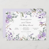 Lila rustikale Blume Hochzeit Einladung (Vorne/Hinten)