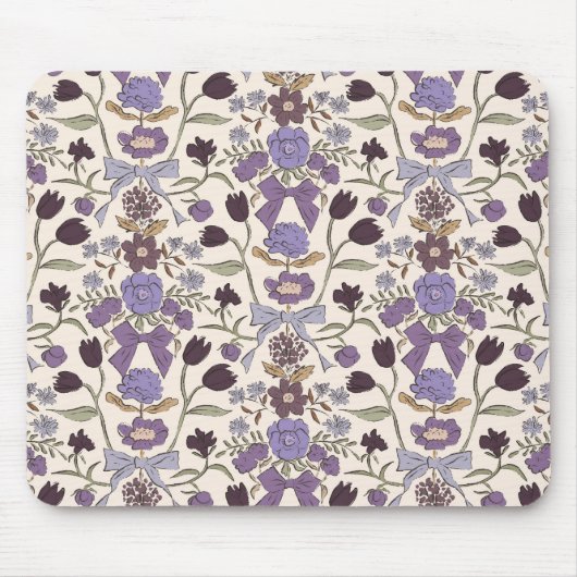 Lila rustikale Bögen und Blüten Mousepad (Vorne)