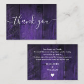 Lila Rustikale Brauerei Hochzeit Vielen Dank Platzkarte (Vorne/Hinten)