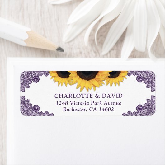 Lila rustikale Chic Rücksendeadresse (Insitu)