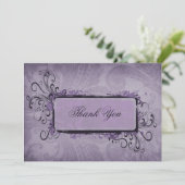 Lila Rustikale Hochzeit Dankeskarte (Stehend Vorderseite)