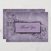 Lila Rustikale Hochzeit Dankeskarte (Vorne/Hinten)