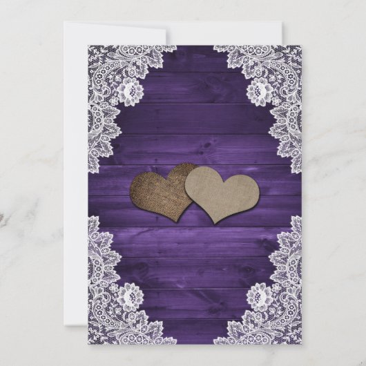 Lila Rustikale Hochzeit mit Sonnenblumen Einladung (Rückseite)