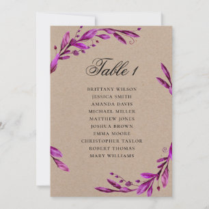 Lila rustikale Hochzeitssitzkarte. Lilac-Land Einladung
