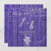 Lila rustikale Holz String Lights Boho Mason Jar Ankündigung (Vorne/Hinten)