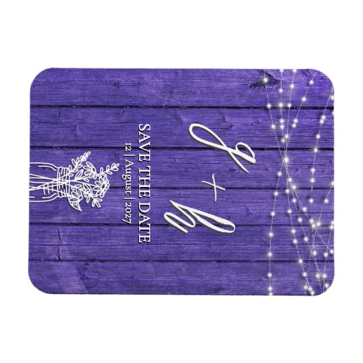 Lila rustikale Holz String Lights Boho Mason Jar Magnet (Horizontal)