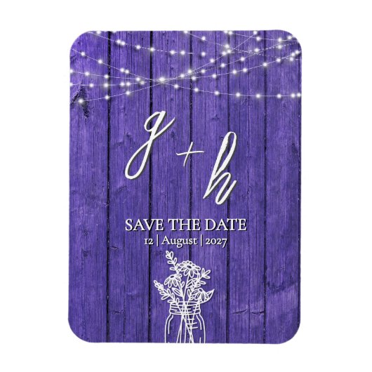 Lila rustikale Holz String Lights Boho Mason Jar Magnet (Vertikal)