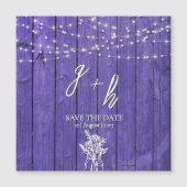 Lila rustikale Holz String Lights Boho Mason Jar Magnetkarte (Vorderseite)