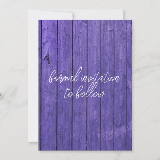 Lila rustikale Holz String Lights Boho Mason Jar Save The Date (Rückseite)