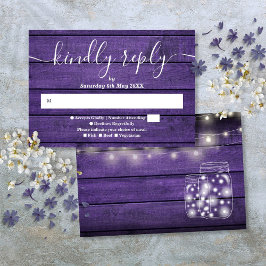 Lila Rustikale Holzbalkenleuchten Mason Jars RSVP Karte