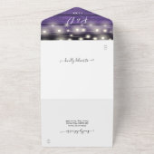 Lila Rustikale Holzsaitenblumen All In One Einladung (Außenbereich)