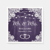 Lila Rustikale Holzwinkerneigung Serviette (Vorderseite)