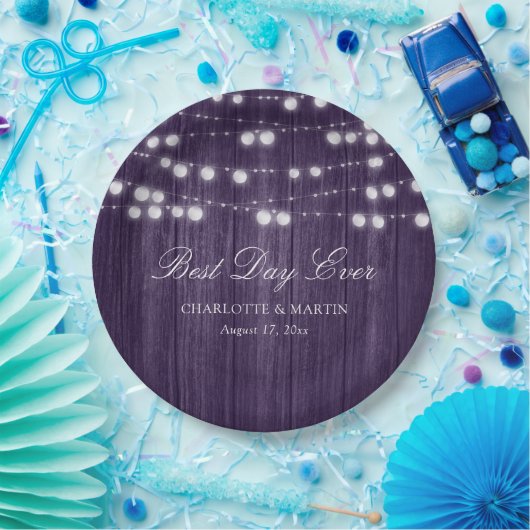 Lila rustikale Landzunge Pappteller (Party)