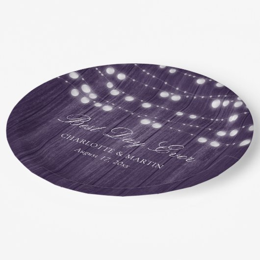 Lila rustikale Landzunge Pappteller (Schrägansicht)