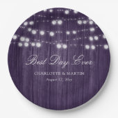 Lila rustikale Landzunge Pappteller (Vorderseite)