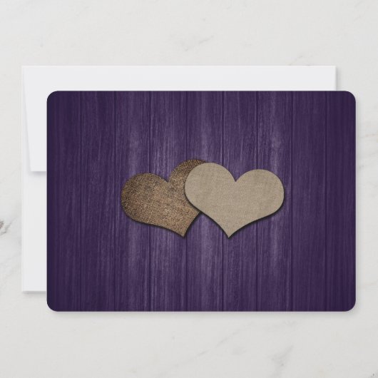 Lila rustikale Mason Jar String Lights Wood Weddin Save The Date (Rückseite)