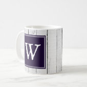 Lila rustikale Monogramm-Tasse Kaffeetasse (Vorderseite Links)