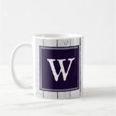 Lila rustikale Monogramm-Tasse Kaffeetasse (Links)