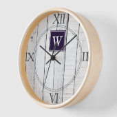 Lila Rustikale Monogramm-Uhr Uhr (Winkel)