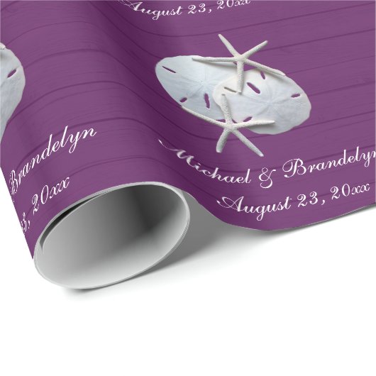 Lila rustikale SandDollar-Geschenkwrake Geschenkpapier (Rolleneckpunkt)