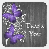 Lila rustikale Schmetterling Danke an Stickers (Vorderseite)