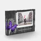 Lila Rustikale Schmetterlingskupplung Foto Block (Links)