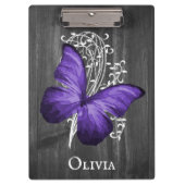 Lila Rustikale Schmetterlingswand Personalisierte  Klemmbrett (Vorderseite)