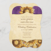 Lila Rustikale Sonnenblume Einladung (Vorne/Hinten)