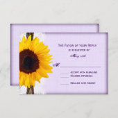 Lila Rustikale Sonnenblume RSVP-Karten RSVP Karte (Vorne/Hinten)