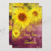 *~* Lila rustikale Sonnenblumenhochzeit Einladung (Vorne/Hinten)