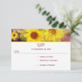 *~* Lila Rustikale Sonnenblumenhochzeit RSVP (Stehend Vorderseite)