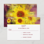 *~* Lila Rustikale Sonnenblumenhochzeit RSVP Karte (Vorne/Hinten)